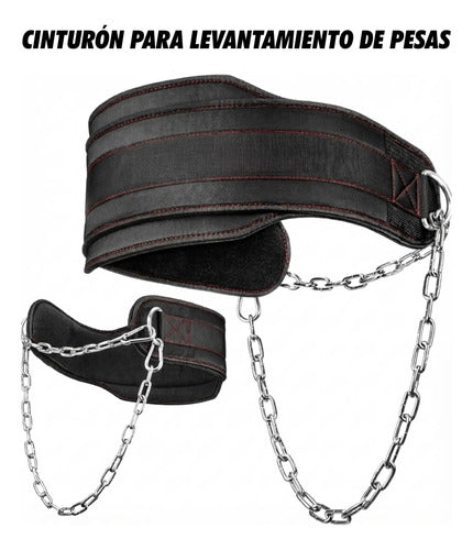 Cinturón Para Pesas Lastre Levantamiento Y Fuerza Peso Negro (foto 2)