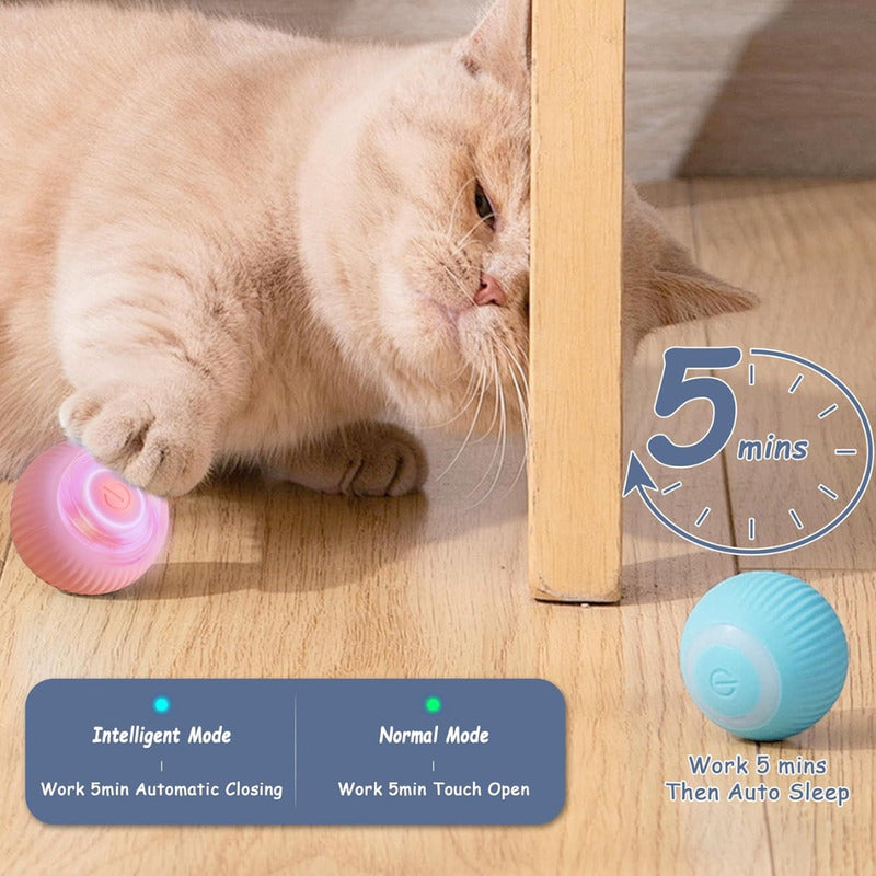 Juguete Inteligente Para Gatos Led, Bola Rodante Automática Cian