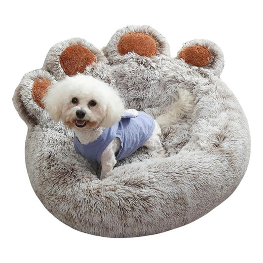 Cama Redonda Calmante Para Mascotas Perro, Suave Y Cómoda Gris