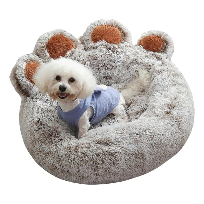 Cama Redonda Calmante Para Mascotas Perro, Suave Y Cómoda Gris