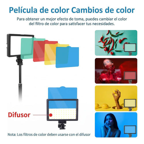Luz Led Usb Con Filtro De Color Para Grabar Vídeos Negro (foto 8)