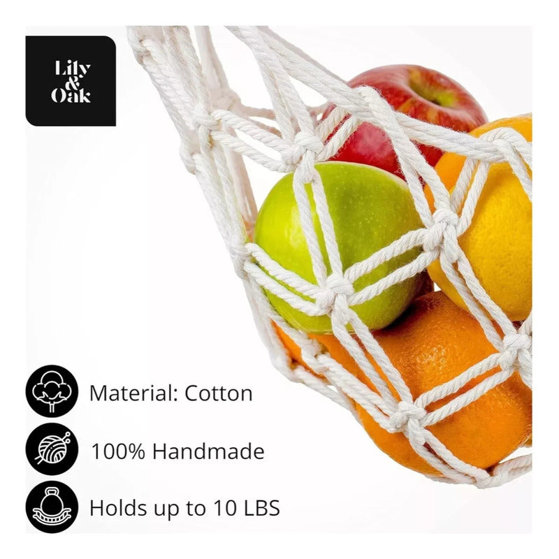 Frutero Colgante Macramé, Cesta Frutas, Organizador Macramé