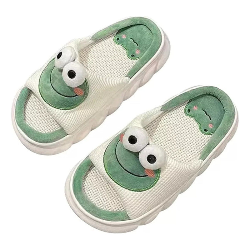 Pantuflas de rana hechas de Lino Ultra Suaves, Cómodas Calentitas