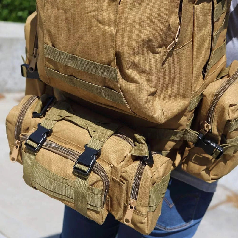 Mochila Táctica Para Hombre Multiuso Con Bolsillos 65l Marrón Claro
