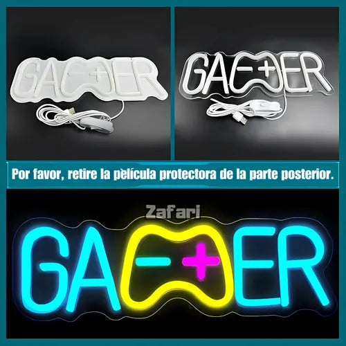 Cartel Led Luminoso Gamer Decoración Ambiente Habitación