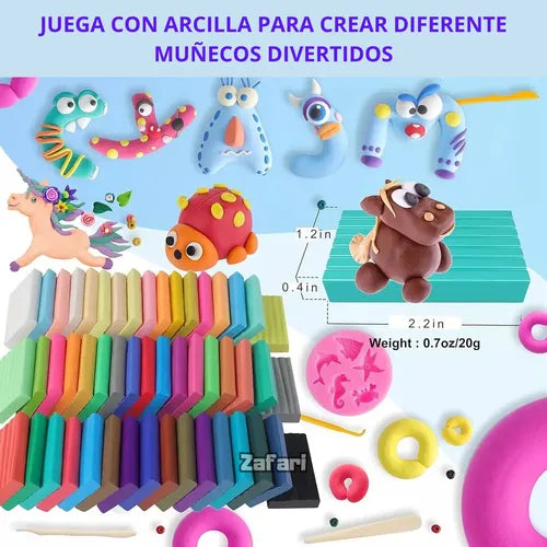 Plastilina 50 Colores, Arcilla Moldeable, Set Creativo