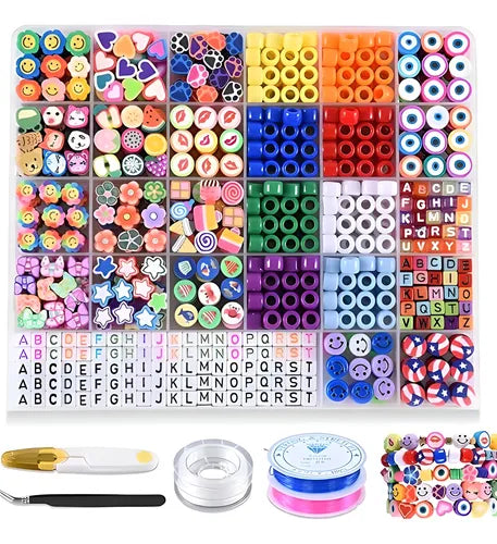 Set Cuentas Para Fabricación Pulseras Collares 1200 Piezas