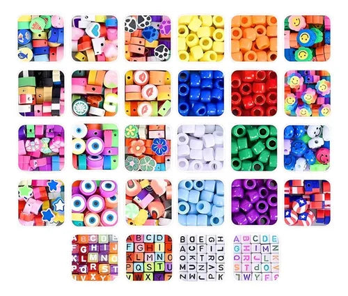 Set Cuentas Para Fabricación Pulseras Collares 1200 Piezas