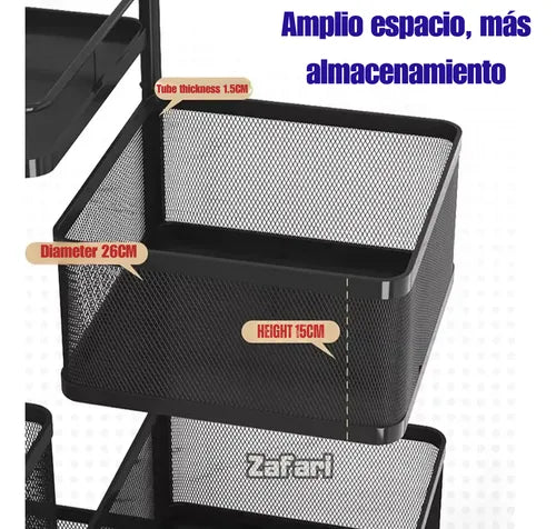 Cesta Giratoria Multiusos 360° Para Frutas, Verduras, 4 Pis