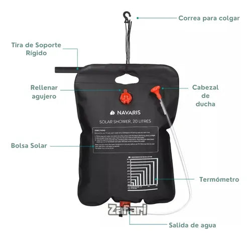Bolsa De Ducha Portátil Solar Omug 20l Para Camping Y Exteri