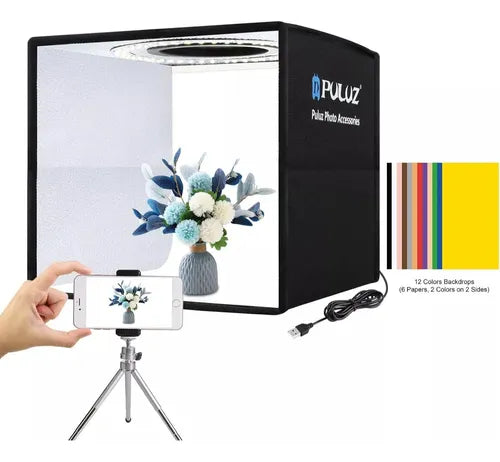 Caja De Luz Fotográfica Puluz 25cm Portátil Con Luz Usb