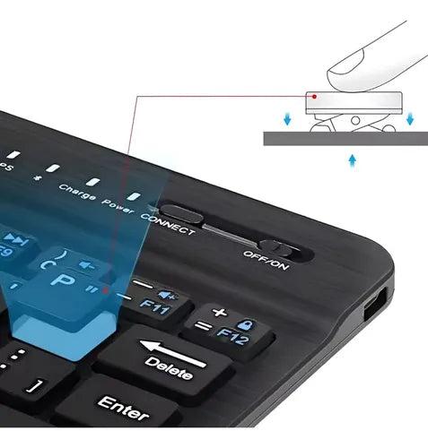 Kit Teclado Inalámbrico Con Mouse Bluetooth Y Carga Usb Negro