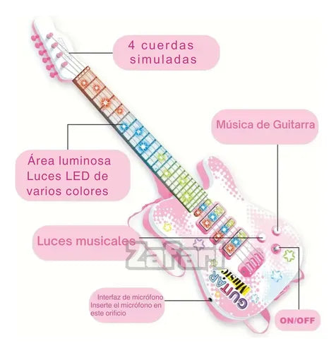 Guitarra Infantil Eléctrica Multifuncional Con Microfono