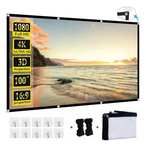 Proyector Pantalla 100 Pulgadas, Cine, Pantalla Enrollable