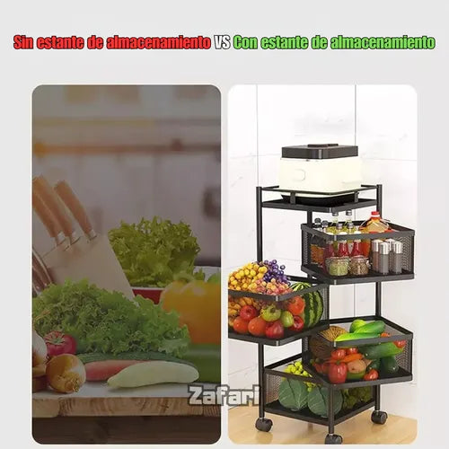 Cesta Giratoria Multiusos 360° Para Frutas, Verduras, 4 Pis
