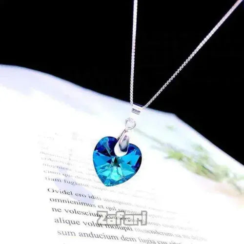 Collar Corazón Plata 925 Azul Elegante Precioso Único Azul