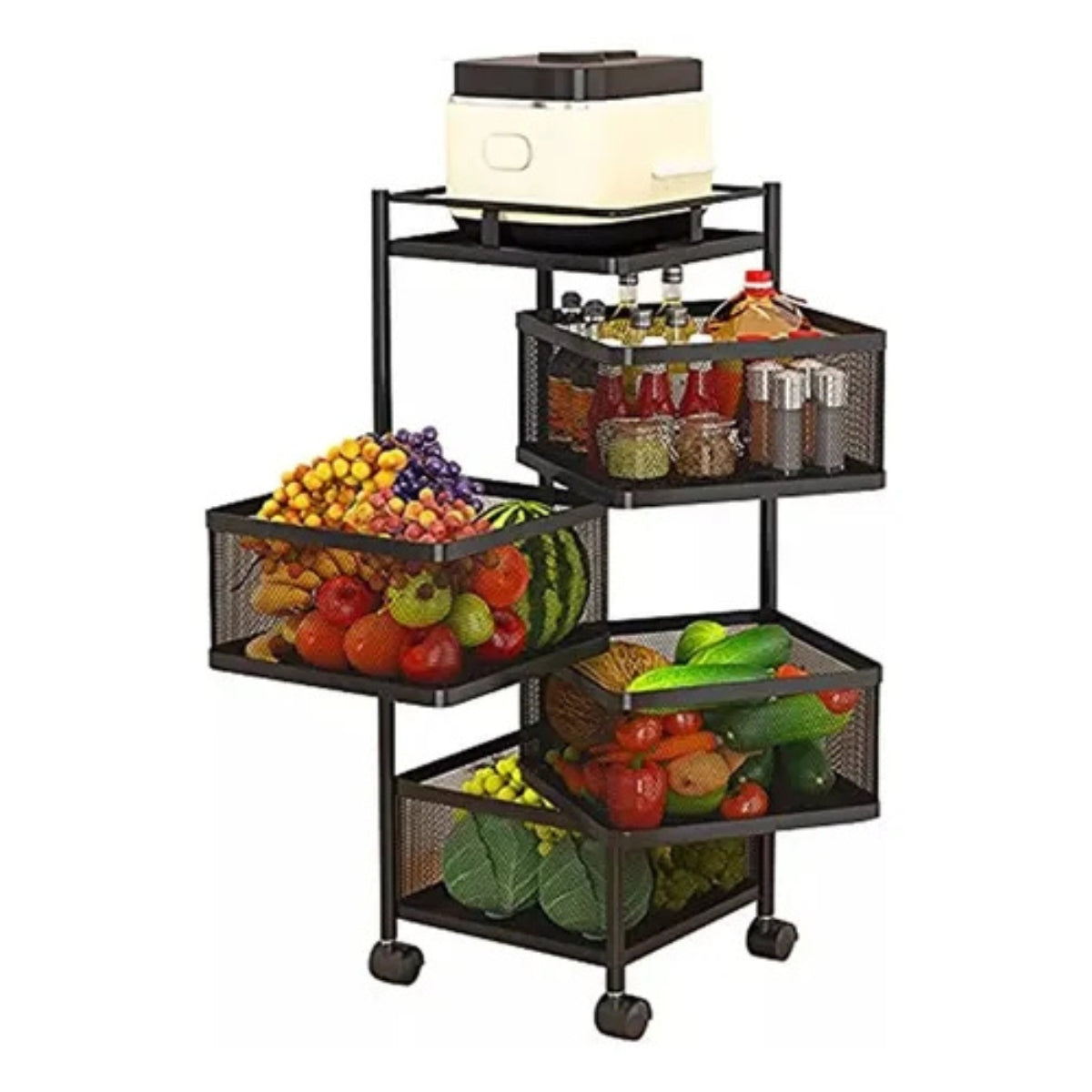 Cesta Giratoria Multiusos 360° Para Frutas, Verduras, 4 Pis