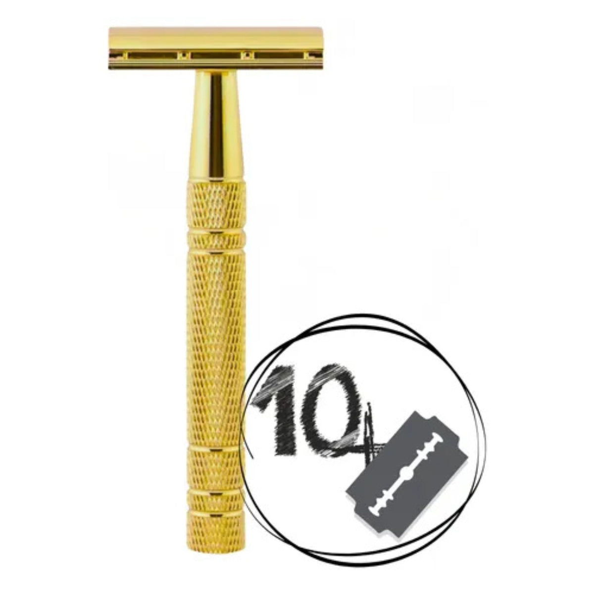 Afeitadora Clásica Barbero +10 Cuchillas Acero Inoxidable