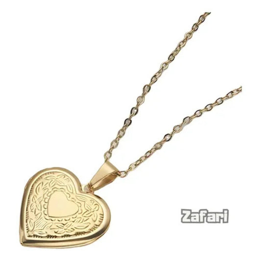 Collar Corazón Abierto Relicario Acero Dijes Perla Vintage