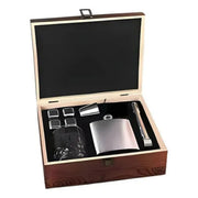 Set De Vaso De Whisky Y Petaca Elegante Con Caja De Madera