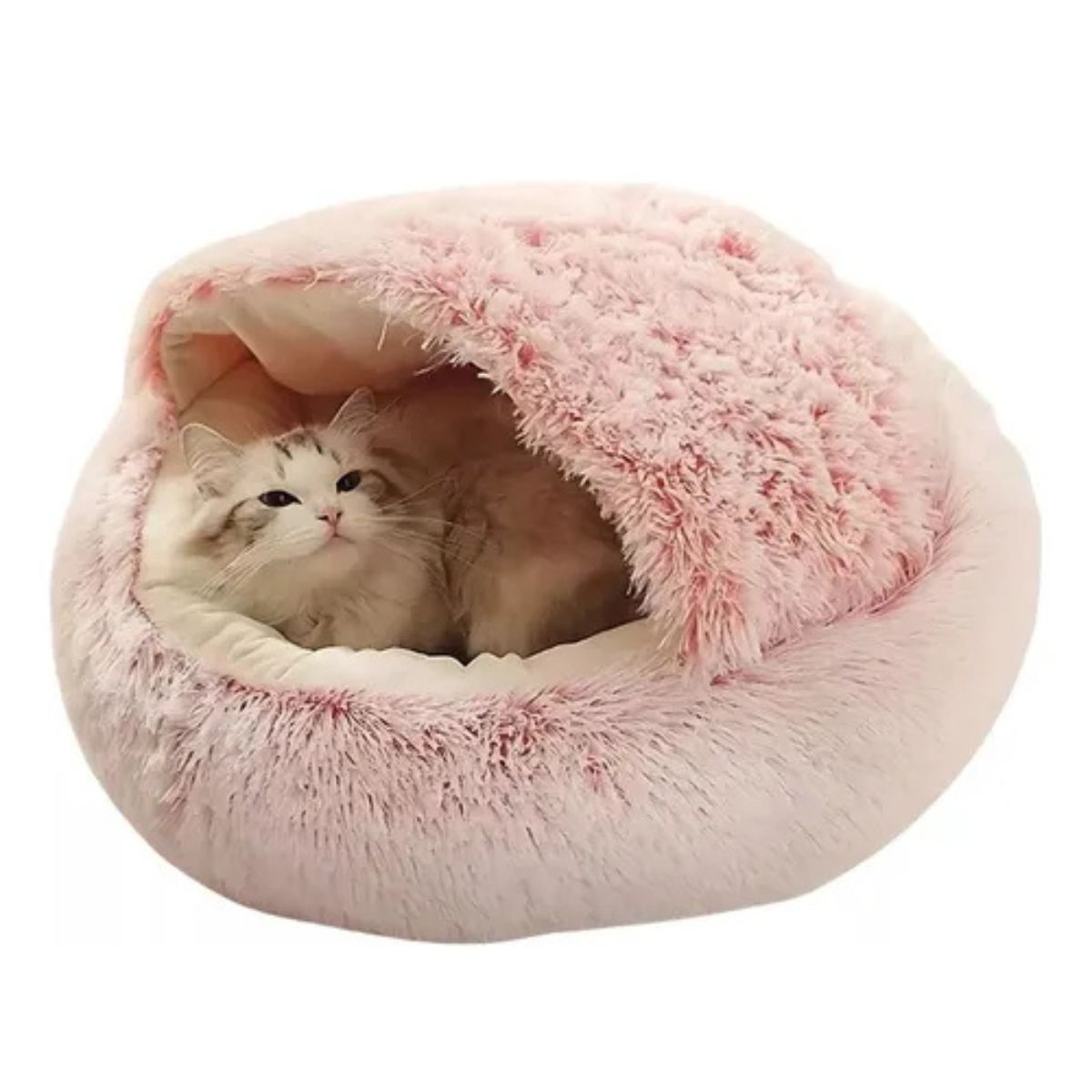Cama Redonda De Felpa Para Gatos Y Perros, Suave Cómoda Rosa 50cm X 50cm
