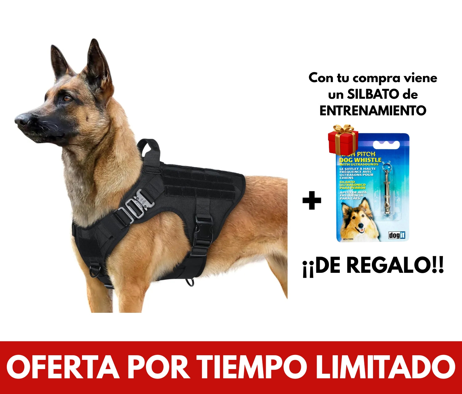 Arnés Táctico Para Perros Negro