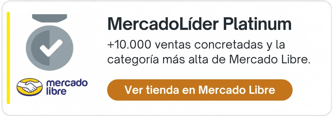 MercadoLíder Platinum: +10.000 ventas concretadas y la categoría más alta de Mercado Libre. Ver nuestra tienda en Mercado Libre. Se abre en otra pestaña.